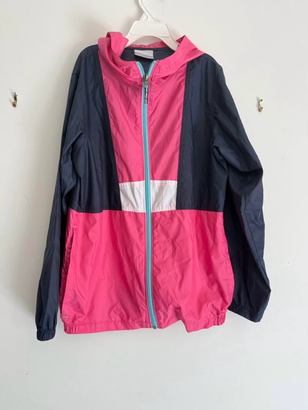 Girls Pink & Navy Colorblock Windbreaker Jacket